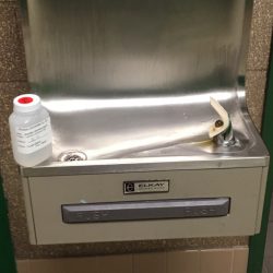 Image of water fountain and water sampling container