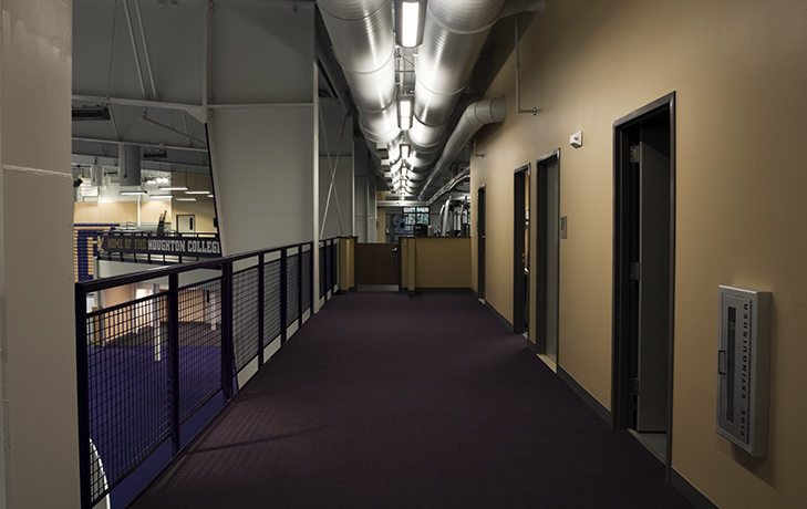 Interior image of upstair corridor of Kerr-Pegula Athletic Field House.