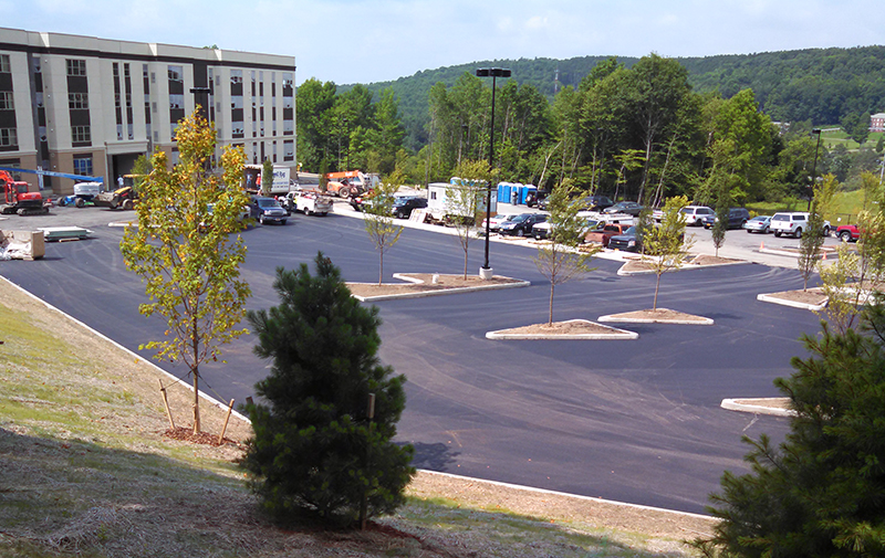Image of newly paved parking lot.