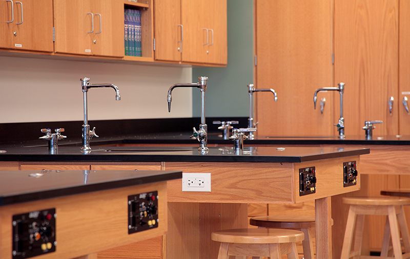 Interior close up image of science lab equipment.