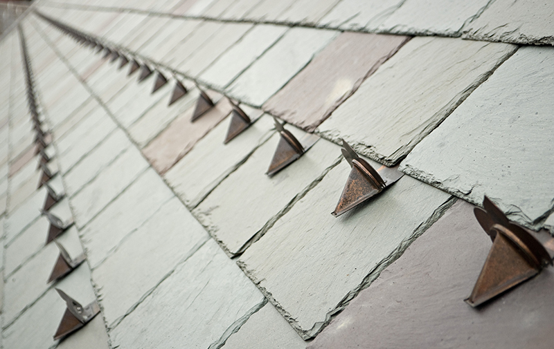 Close up image of slate roof.