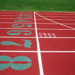 Close up image of running track.