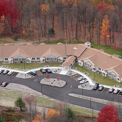 Aerial view of Vestal Pines Apartments.