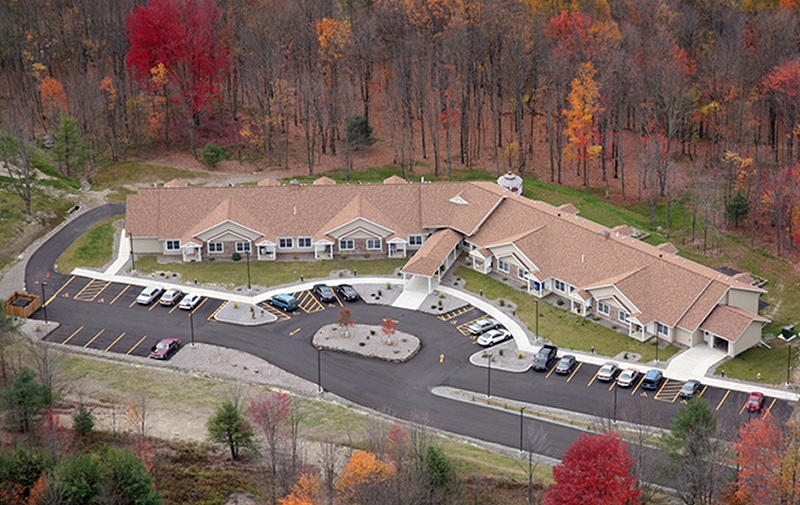 Aerial view of Vestal Pines Apartments.