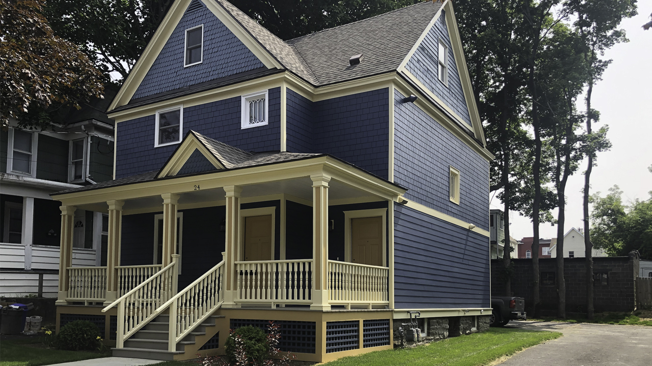 Exterior view of 24 Crandall Street in Binghamton, NY, showcasing one of the revitalized affordable housing buildings from Keystone’s rehabilitation project.